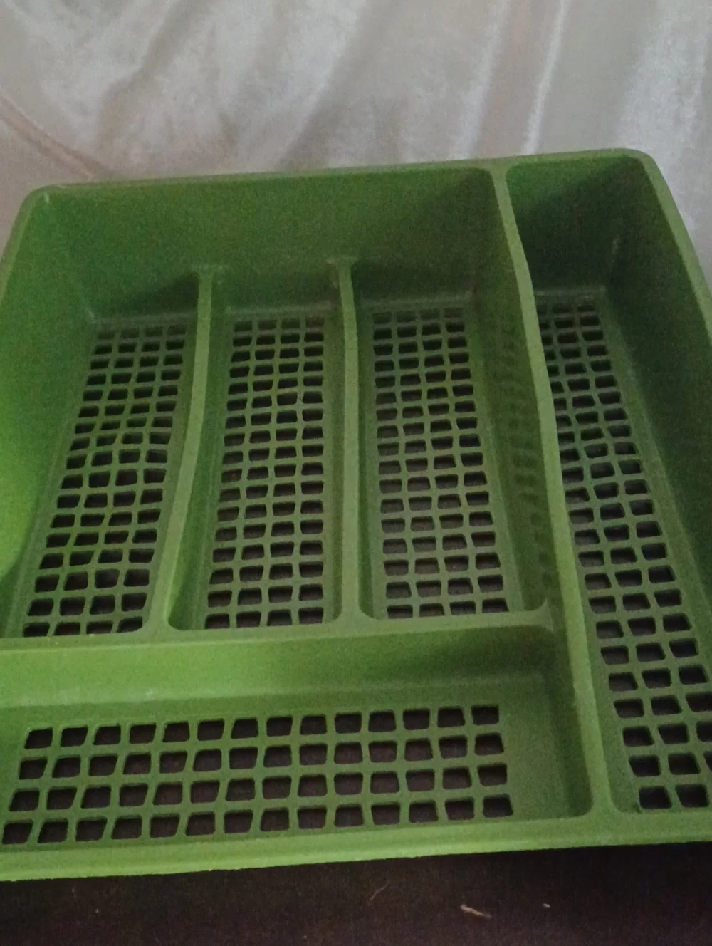 Vintage Large Avocado Plastic Silverware Organizer Drawer Tray Cultery Organizer